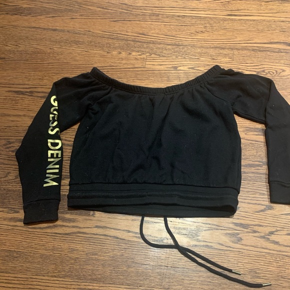 GUESS CROPPED DRAWSTRING SWEATSHIRT - Picture 2 of 6